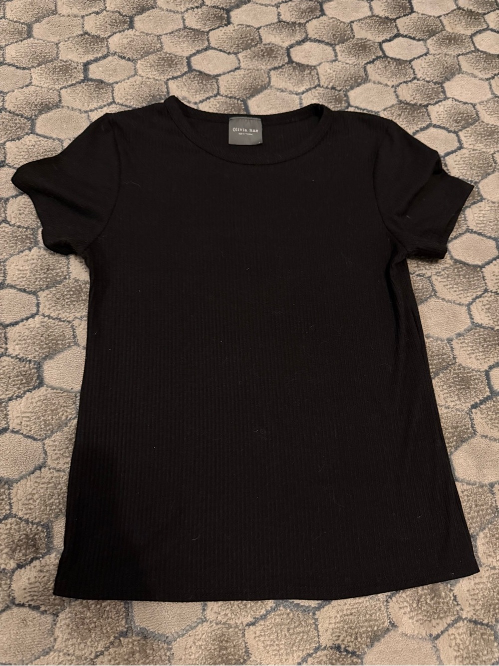 Olivia Rae Black Ribbed Crewneck Tee